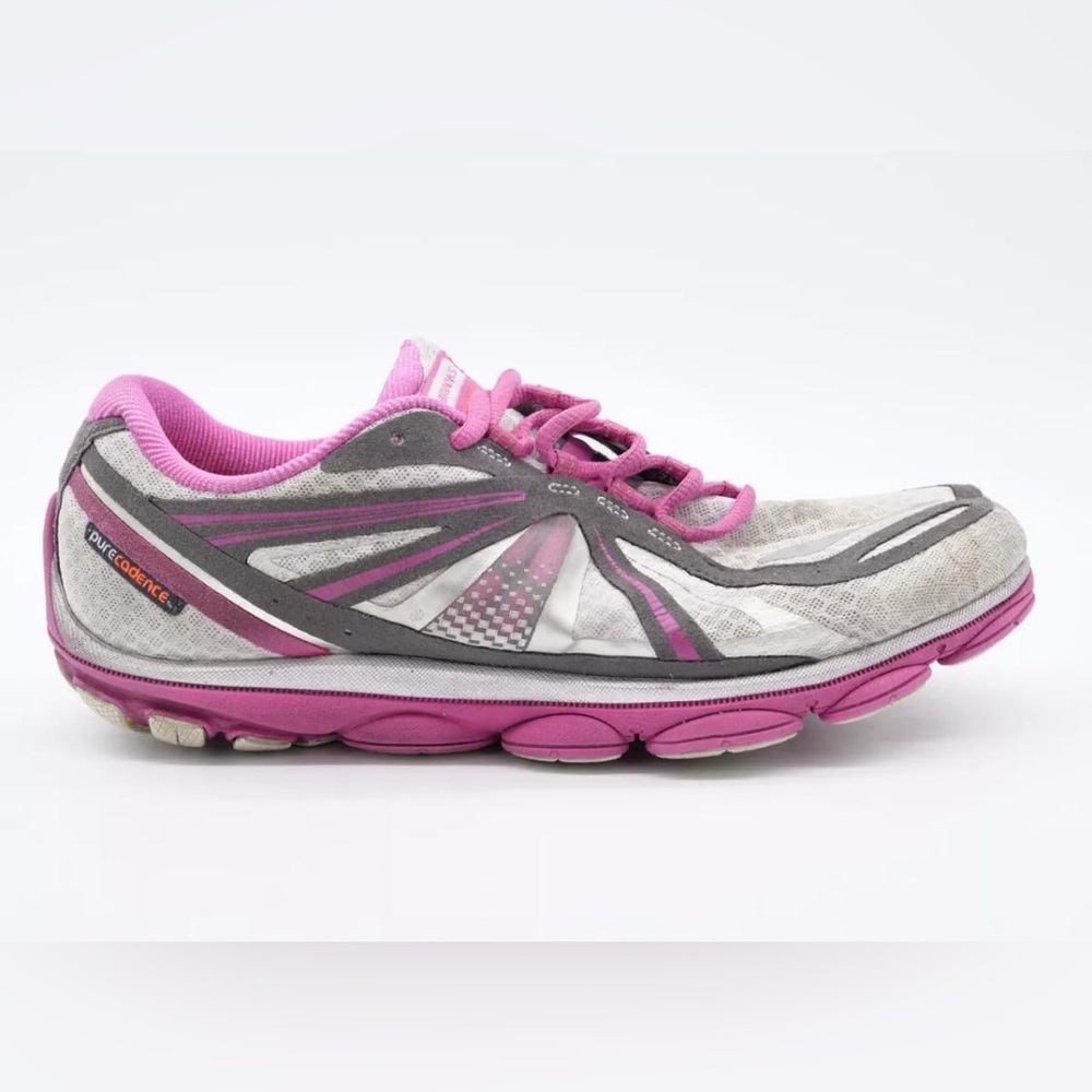 Brooks Pure Cadence Womens 10 Running Shoes Gary Silver Purple Mesh Sneakers